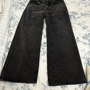 Old Navy Charcoal Girls High-Rise Baggy Wide-Leg Jeans - Size 8
